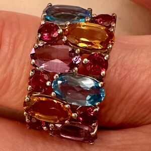 Cocktail ring silver with gemstones